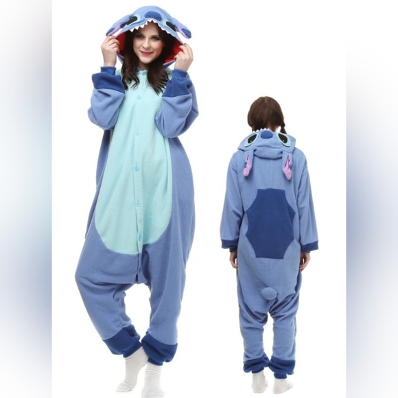 NEW STITCH and ANGEL Couples Costumes Halloween Friends Onesie Pajama PJ Set M L - Picture 7 of 11